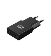 Caricabatterie da muro 2 porte USB-C 3A Blue Star slim 30W TFK-SC-30WCC black nero type-c caricatore QC 4.0 Quick Charge