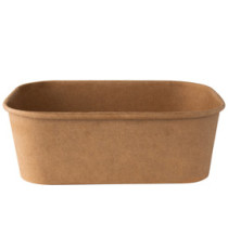 Bowl monouso - rettangolare - 750 ml - cartoncino - avana - Signor Bio - conf. 50 pezzi