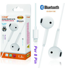 Auricolari lightning con microfono Linq IP9829 Bluetooth per Iphone e Ipad - tasti volume,bianco con scatola,cavo 1,2mt