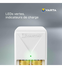 Caricabatterie Varta 57656 AA + AAA - 57656201421 per stilo e ministilo, incluse 2 batterie ricaricabili AAA 800MAH