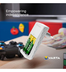 Caricabatterie Varta 57656 AA + AAA - 57656201421 per stilo e ministilo, incluse 2 batterie ricaricabili AAA 800MAH