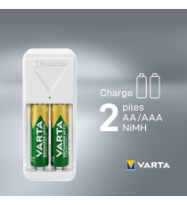 Caricabatterie Varta 57656 AA + AAA - 57656101451 per stilo e ministilo, incluse 2 batterie ricaricabili AA 2100MAH