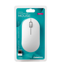 Mouse wireless Omega OM260W bianco 2,4 GHZ 1200DPI - con ricevitore usb nano - Dimensioni: 115x57x35mm - 3 pulsanti
