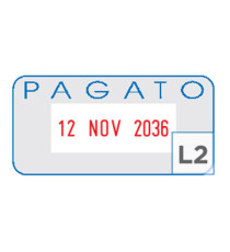 Timbro S260/L2 Datario + PAGATO - 4 mm - autoinchiostrante - bicolore - Colop