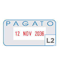 Timbro S260/L2 Datario + PAGATO - 4 mm - autoinchiostrante - bicolore - Colop