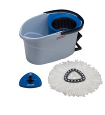 Kit completo UltraSpin Mini di pulizia - secchio con strizzatore ruotante + telaio + mop microfibra - Vileda