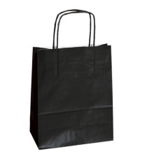 Shopper Twisted - maniglie cordino - 14 x 9 x 21 cm - carta kraft - nero - Mainetti Bags - conf. 25 pezzi
