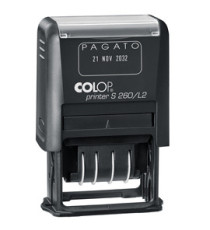 Timbro S260/L2 Datario + PAGATO - 4 mm - autoinchiostrante - bicolore - Colop