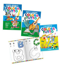 Album da colorare - 24 facciate - per bimbo - fantasie alfabeto, bimbi, capitali - Blasetti