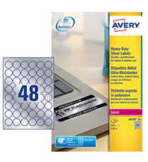 Etichette adesive tonde L6129 - in poliestere - laser - permanenti - diametro 30 mm - 48 et/fg - 20 fogli - argento - Av