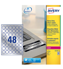 Etichette adesive tonde L6129 - in poliestere - laser - permanenti - diametro 30 mm - 48 et/fg - 20 fogli - argento - Av