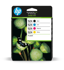 Multipack Hp 924 BK-C-M-Y 6C3Z1NE cartuccia originale per Hp Officejet Pro 8134e/8125e/8122e/8124e/8132e/8135e