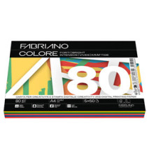 Carta Fabriano Colore - A4 - 80 gr - mix 5 colori forti - Fabriano - conf. 250 fogli