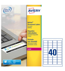 Etichette adesive L6145 - in poliestere - laser - permanenti - 45,7 x 25,4 mm - 40 et/fg - 20 fogli - bianco - Avery