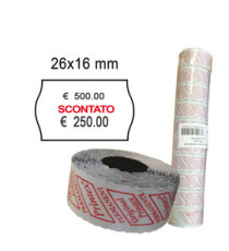 Rotolo da 1000 etichette a onda per Printex Smart 16/2616 - SCONTATO - 26x16 mm - adesivo permanente - bianco - Printex