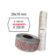 Rotolo da 1000 etichette a onda per Printex Smart 16/2616 - SCONTATO - 26x16 mm - adesivo permanente - bianco - Printex