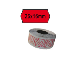 Rotolo da 1000 etichette a onda per Printex Smart 16/2616 e Z Maxi 6/2616 - 26x16 mm - adesivo permanente - rosso - Prin