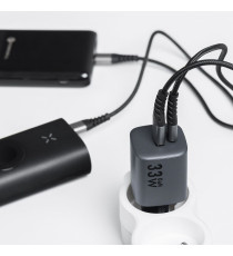 Caricabatterie da muro 2 porte USB-A e USB-C 3A F-Energy 33W GaN – USB-C PD + USB-A QC 4.0 grigio type-c caricatore Quick Charge