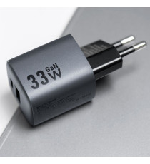 Caricabatterie da muro 2 porte USB-A e USB-C 3A F-Energy 33W GaN – USB-C PD + USB-A QC 4.0 grigio type-c caricatore Quick Charge