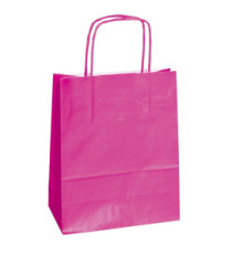 Shopper Twisted - maniglie cordino - 14 x 9 x 21 cm - carta kraft - magenta - Mainetti Bags - conf. 25 pezzi