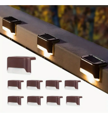 4pz lampada solare da giardino per gradini e recinzioni 4in1 led 3000K luce calda IP44 segnapassi con pannello incorporato