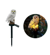 Lampada solare led da giardino a forma di gufo, impermeabile con sensore crepuscolare, 6500k luce fredda