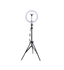 Ring light led ad anello F-260 3 modalità di luce fredda, naturale e calda con treppiede + telecomando Bluetooth, potenza 12W