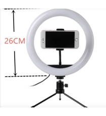 Ring light led ad anello F-260 3 modalità di luce fredda, naturale e calda con treppiede + telecomando Bluetooth, potenza 12W