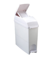 Cestino igienico a pedale - 17x43x48 cm - coperchio blocca sacco - 18 L - bianco - Medial