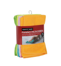 Panno in microfibra - multiuso - 40x40 cm - colori assortiti - Perfetto - conf. 5 pezzi