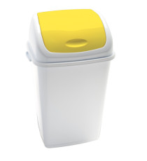 Pattumiera con coperchio basculante Rif - 44x33x68 cm - 50 L - bianco/giallo - Medial
