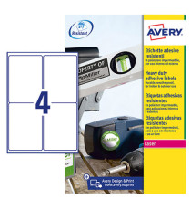 Etichette adesive L4774 - in poliestere - laser - permanenti - 99,1 x 139 mm - 4 et/fg - 8 fogli - bianco - Avery