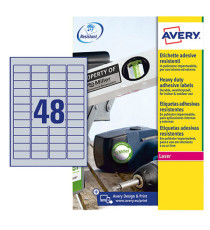 Etichette adesive L6009 - in poliestere - laser - permanenti - 45,7 x 21,2 mm - 48 et/fg - 20 fogli - argento - Avery