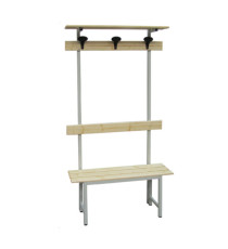 Panca spogliatoio - con alzata - 3 posti - 100 x 40 x 185 cm - legno - Fasma