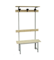 Panca spogliatoio - con alzata - 3 posti - 100 x 40 x 185 cm - legno - Fasma