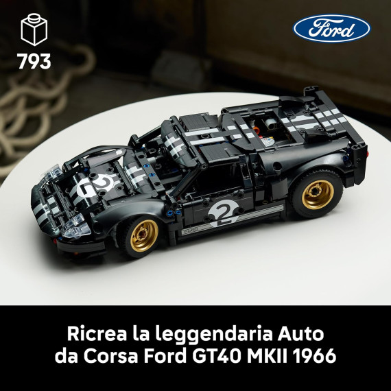 Lego Technic - Auto da corsa Ford GT40 MKII 1966 - Lego 42223 Motore V8, Dettagli e Livrea Originali Anni 18+ 793pz