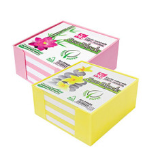 Contenitore in plastica con foglietti - bianco - 10 x 10 x 5cm - carta riciclata 100% - IKona+