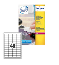 Etichette adesive L6113 - in poliestere - laser - permanenti - 45,7 x 21,2 mm - 48 et/fg - 20 fogli - bianco - Avery