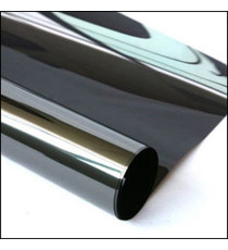 Pellicola adesiva - 50 cm x 10 m - protezione UV medio/alta - trasparenza medio bassa -  riflettente/nero - Patifix