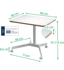 Scrivania Compatta pneumatica Sit-Stand - mobile - 80 x 60 x 75-114 cm - bianco - Leitz