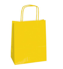Shopper Twisted - maniglie cordino - 14 x 9 x 21 cm - carta kraft - giallo - Mainetti Bags - conf. 25 pezzi