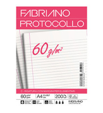 Foglio protocollo - A4 - 1 rigo c/margine - 60 gr - Fabriano - conf. 200 pezzi