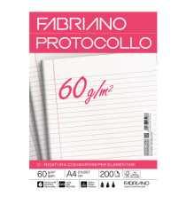 Foglio protocollo - A4 - 1 rigo c/margine - 60 gr - Fabriano - conf. 200 pezzi