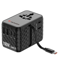 Adattatore - da viaggio universale - GaN III - con cavo USB-C retrattile - Nero - Verbatim