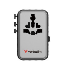 Adattatore - da viaggio universale - GaN III - con cavo USB-C retrattile - Nero - Verbatim