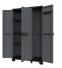 Armadio CAB102A ardesia - 3 ante - 102 x 39 x 172 cm - plastica - nero - Terry