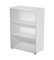 Armadio modulare - a 2 ante vetro - 90 x 44 x 123 cm - bianco