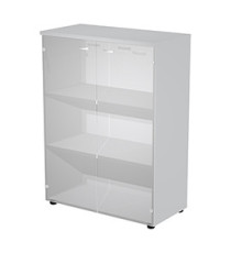 Armadio modulare - a 2 ante vetro - 90 x 44 x 123 cm - grigio
