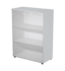 Armadio modulare - a 2 ante vetro - 90 x 44 x 123 cm - grigio