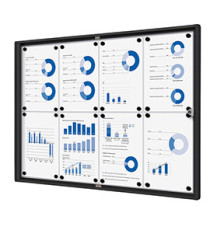 Bacheca per interni - con ante battenti -  8 fogli A4 - cornice nera - orizzontale - Showdown